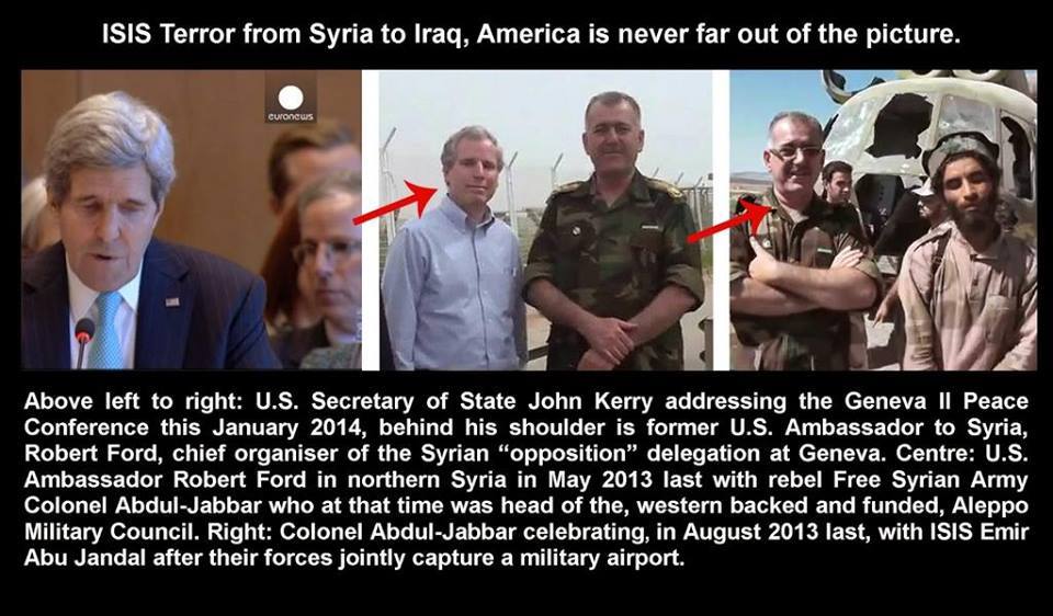 US ambassador Kerry’s Robert Ford with FSA and ISIL terrrorists.