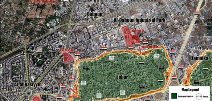 Battle Map of Jobar; Daily Updates from Damascus