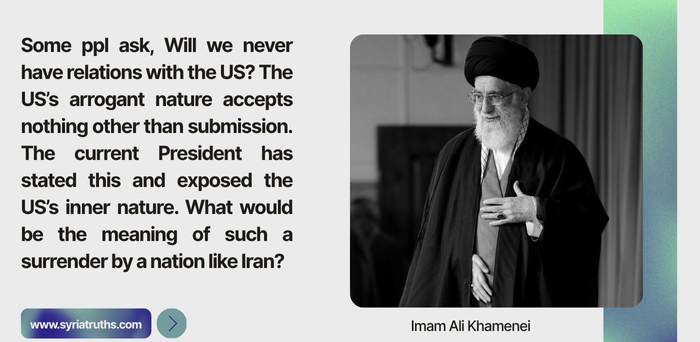 Some ppl ask, Will we never have relations with the US? The US’s arrogant nature accepts nothing other than submission. The current President has stated this and exposed the 🇺🇸’s inner nature. What would be the meaning of such a surrender by a nation like Iran?