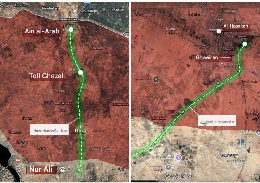 Syrian Army opens two humanitarian corridors with Hasakah and Ain al-Arab