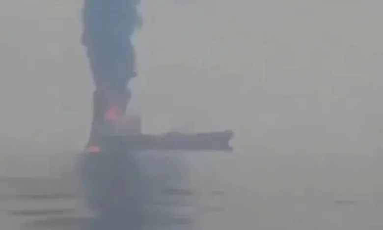 Oil tanker set ablaze after illegally transiting Hormuz