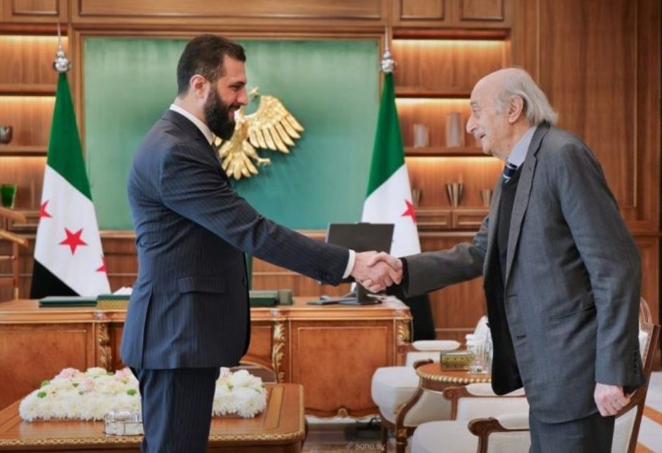 President Ahmad al-Sharaa meets Walid Jumblatt in Damascus