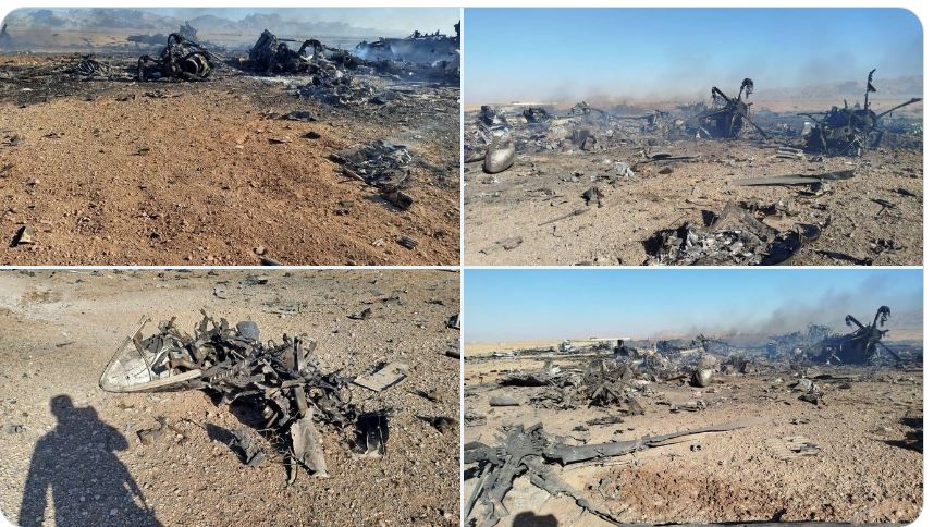 NEW: Aftermath images of reportedly 2 American Black Hawk helicopters and/or C-130 aircraft destroyed by Iran