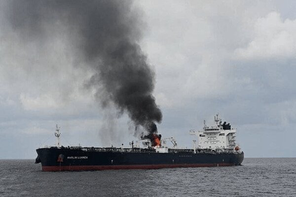 Violating oil tanker catches fire in Sea of Oman